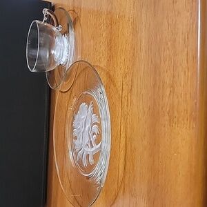 Vintage Jeannette Glass 8 1/2 inch Sandwich Plate with Cup and Saucer